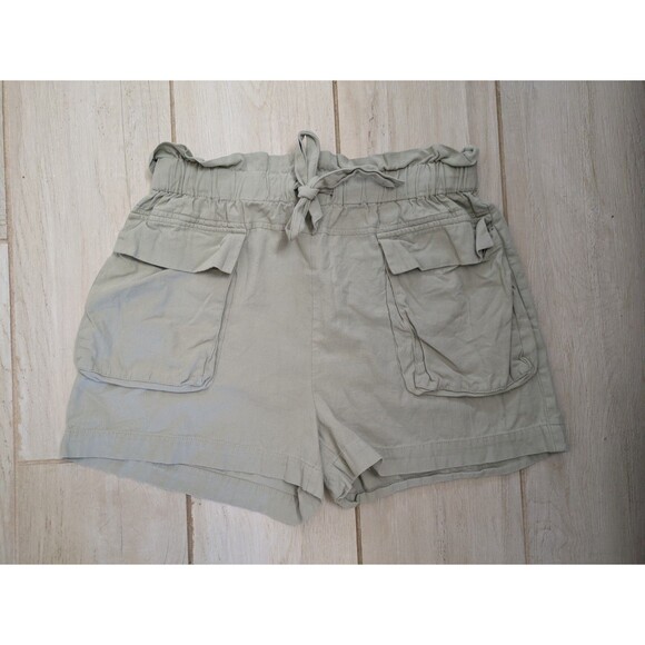 Sophie Rue Pants - Sophie Rue Paperbag High Waist Belted Shorts in Olive Green Pockets Large